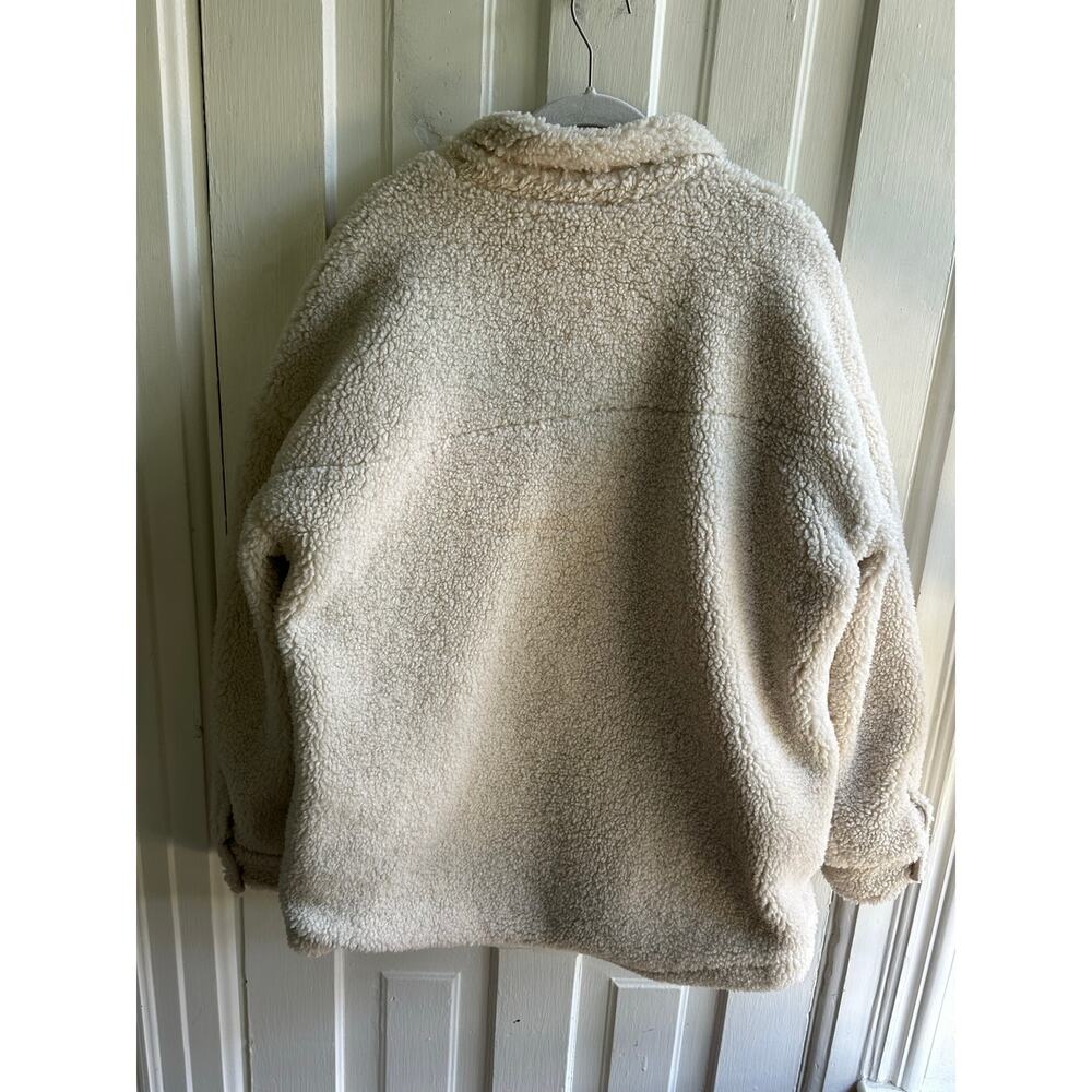 Thread & Supply Cream Sherpa Teddy Fleece Jacket Shacket Size Medium - Picture 4 of 8